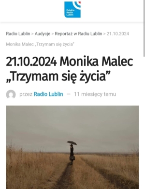 Repotaż  Moniki Malec Trzymam się życia